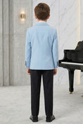 Bild in Galerie-Betrachter laden, Boys Sky Blue Tuxedo Jacket with Black Satin Lapels 2-piece Suit