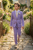 Cargar la imagen en la vista de la galería, Boys Lavender Linen-Blend 2-piece Suit