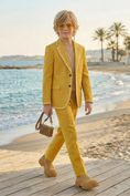 Bild in Galerie-Betrachter laden, Golden Yellow Cotton-Linen Blend Single-Breasted 2-Piece Suit