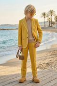 Bild in Galerie-Betrachter laden, Golden Yellow Cotton-Linen Blend Single-Breasted 2-Piece Suit