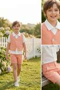Bild in Galerie-Betrachter laden, Light Orange Cotton-Linen Blend V-Neck Vest 2-Piece Set