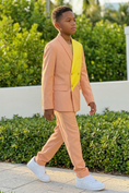 Charger l'image dans la visionneuse de la galerie, Coral Pink And Bright Yellow Double-Breasted 2-Piece Suit