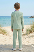 Cargar la imagen en la vista de la galería, Mint Green Cotton-Linen Blend Double-Breasted 2-Piece Suit