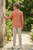 Bild in Galerie-Betrachter laden, Boys Coral Linen Blazer & Beige Linen Trousers 2-piece Suit