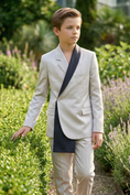 Bild in Galerie-Betrachter laden, Silver And Black Satin Asymmetry 2-Piece Suit