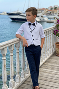 Load image into Gallery viewer, White And Navy Blue V-Neck Single-Breasted Vest 2-Piece Set