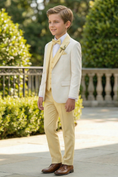 Load image into Gallery viewer, Pale Yellow And White Single-Breasted 3-Piece Suit