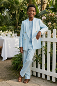Bild in Galerie-Betrachter laden, Light Blue Cotton-Linen Blend Double-Breasted 2-Piece Suit