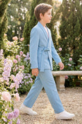 Bild in Galerie-Betrachter laden, Boys Sky Blue Shawl Collar 2-piece Suit for Garden Weddings