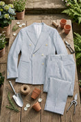 Load image into Gallery viewer, Boys Seersucker Stripe Double-Breasted 2-piece Suit
