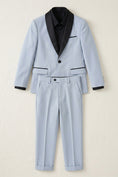 Load image into Gallery viewer, Boys Light Blue Tuxedo with Black Satin Lapels 2-piece Suit