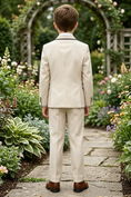 Bild in Galerie-Betrachter laden, Boys Beige 3-Piece Suit with Black Piping for Garden Weddings