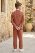 Bild in Galerie-Betrachter laden, Boys Terracotta Linen-Blend 3-Piece Suit for Rustic Weddings