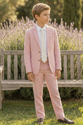 Load image into Gallery viewer, Boys Dusty Pink Linen 2-piece Suit for Garden Weddings