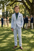 Bild in Galerie-Betrachter laden, Light Blue Cotton-Linen Single-Breasted 2-Piece Suit