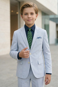Bild in Galerie-Betrachter laden, Light Blue Cotton-Linen Single-Breasted 2-Piece Suit