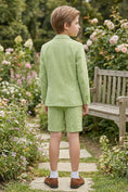 Load image into Gallery viewer, Boys Sage Green Linen Blazer & Shorts 2-piece Suit