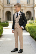 Load image into Gallery viewer, Black and Apricot Blend 3-Piece Suit