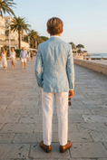 Charger l'image dans la visionneuse de la galerie, Light Blue Cotton-Linen Single-Breasted 2-Piece Suit