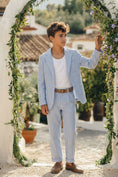Bild in Galerie-Betrachter laden, Blue Striped Seersucker Single-Breasted 2-Piece Suit