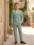 Load image into Gallery viewer, Green Striped Double-Breasted 2-Piece Suit