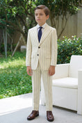 Load image into Gallery viewer, Boys Cream Pinstripe 2-piece Suit