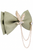 Load image into Gallery viewer, Boys Light Green Satin Animal Brooch Bow Tie