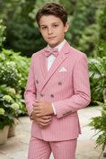 Cargar la imagen en la vista de la galería, Pink Striped Double-Breasted 2-Piece Suit