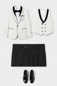 Load image into Gallery viewer, Black And White Color-Blocked 3-Piece Suit