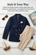 Load image into Gallery viewer, Boys Navy Blue Double-Breasted Blazer 2-piece Suit for Garden Weddings