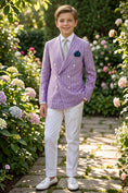 Load image into Gallery viewer, Boys Lavender Pinstripe Double-Breasted 2-piece Suit