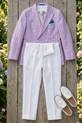 Load image into Gallery viewer, Boys Lavender Pinstripe Double-Breasted 2-piece Suit