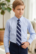 Load image into Gallery viewer, Blue Cotton Elegant Long-Sleeved Shirt