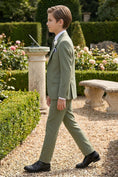 Bild in Galerie-Betrachter laden, Boys Sage Green 3-Piece Suit with Corsage for Garden Weddings