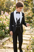 Bild in Galerie-Betrachter laden, Black And White Shawl Collar Double-Breasted 3-Piece Suit
