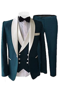 Load image into Gallery viewer, Deep Lake Blue And White Shawl Collar 3-Piece Suit
