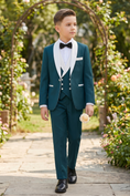 Load image into Gallery viewer, Deep Lake Blue And White Shawl Collar 3-Piece Suit