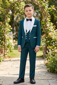 Load image into Gallery viewer, Deep Lake Blue And White Shawl Collar 3-Piece Suit