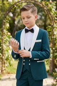 Load image into Gallery viewer, Deep Lake Blue And White Shawl Collar 3-Piece Suit