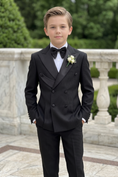 Load image into Gallery viewer, Black Blended Satin Double-Breasted 2-Piece Suit