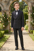 Load image into Gallery viewer, Black Blended Satin Double-Breasted 2-Piece Suit