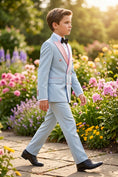 Load image into Gallery viewer, Boys Light Blue Tuxedo 2-piece Suit