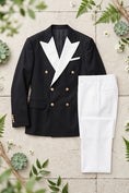 Load image into Gallery viewer, Boys Black & White Double-Breasted Tuxedo 2-piece Suit