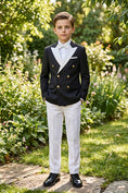 Load image into Gallery viewer, Boys Black & White Double-Breasted Tuxedo 2-piece Suit