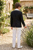 Load image into Gallery viewer, Boys Black & White Double-Breasted Tuxedo 2-piece Suit