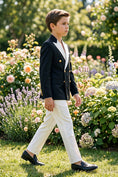 Load image into Gallery viewer, Boys Black & White Double-Breasted Tuxedo 2-piece Suit