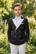 Load image into Gallery viewer, Boys Black & White Double-Breasted Tuxedo 2-piece Suit