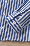 Load image into Gallery viewer, Blue And White Striped Cotton And Linen Long-Sleeved Shirt