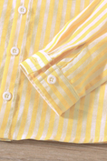 Bild in Galerie-Betrachter laden, Yellow And White Striped Cotton Linen Long-Sleeved Shirt