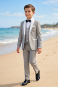 Load image into Gallery viewer, Light Gray And White Cotton Linen Single-Breasted 3-Piece Suit